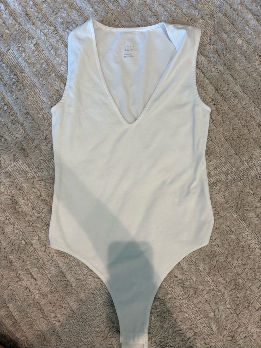 A New Day White V-Neck One-Piece Bodysuit